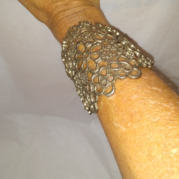 Vintage Filigree Bracelet Victorian Edwardian Art Deco Fashion Jewelry Gothic - Picture 5 of 14